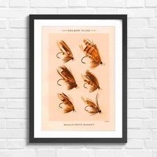 Vintage salmon fly fishing art - vintage,