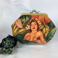 Handmade 50s Glamour Girls small clutch bag, Makeup bag, Optional chain