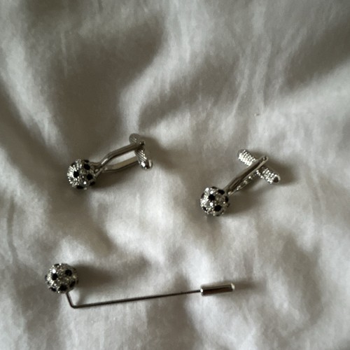 Silver tone metal football - silver,