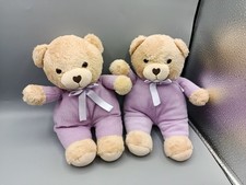 Set of 2 PMS TLC Appeal Purple Teddy Bears Soft Plush Toys 10" Heart Nose