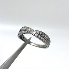 18ct Gold Diamond Ring Size K 18k White Gold Hallmarked 0.25ct Dia Twist Ring