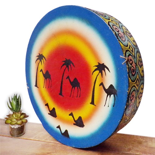 Drum hand painted animal skin - drum,