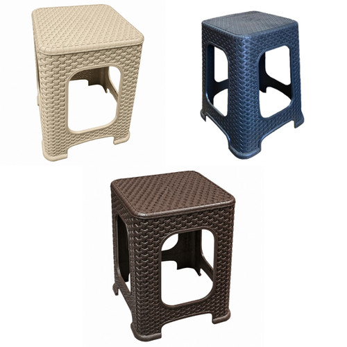 Plastic rattan stool large - rattan,
