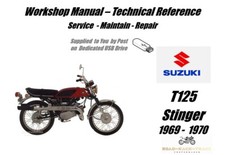 Suzuki T125 Stinger Service Repair Workshop Manual USB 1969 - 1970