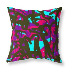 Trendy Modern Abstract Zip FILLED CUSHION Multi-Coloured Designer