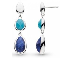 New Signed Kit Heath 925 Sterling Silver "Coast Pebble" Gemstone Drop Earrings 