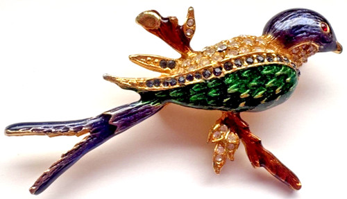 Vintage bird brooch gold tone - bird,