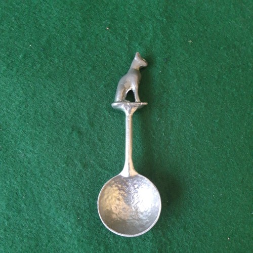 Pewter spoon cat hammered - pewter,