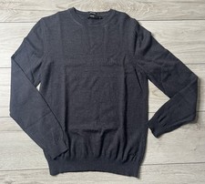 Hugo Boss Mens Grey Extrafine Merino Jumper Size S