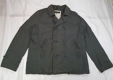 WHITE STUFF DENSHAW PEACOAT SIZE XL MENS KHAKI GREEN DISTRESSED MILITARY JACKET