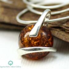 NATURAL BALTIC AMBER JEWELLERY STERLING SILVER 925 PENDANT & NECKLACE Certified