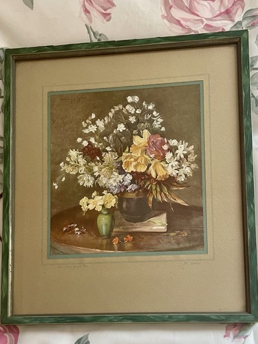 Vintage floral framed picture - vintage,