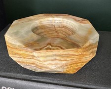 Beautiful Objects: Octagonal Onyx Stone Bowl Dish Heavy Natural Earth Tones