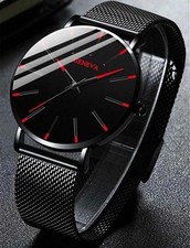 Mens Watches Black & Red Wrist