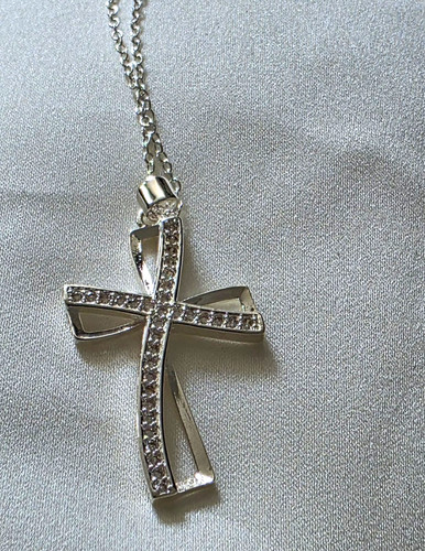 Silver cross pendant charm - cross,