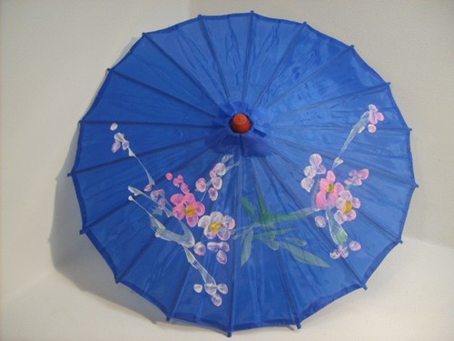 Vtg silk parasol - silk, asian