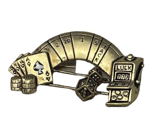 Vintage casino brooch - vintage, gold