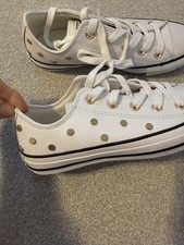 Converse White Leather Gold