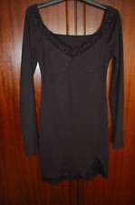 Ladies Black Long Sleeve Ribbed Off the Shoulder Short Dress Size S by Shein