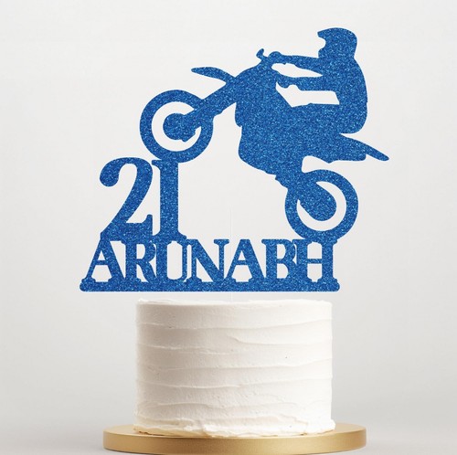 Motorbike rider glitter cake - rider,