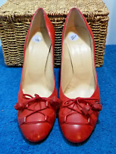 CHARLES JOURDAN - VINTAGE RED LEATHER, COURT SHOES WITH TASSLES - SIZE 6, 39