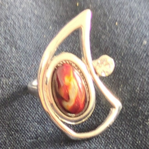 Silver tone asymmetrical - asymmetrical, oval