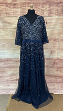 Womens Maya Curve Navy Blue with Sequin Plus Size Ballgown/Party Dress, UK18