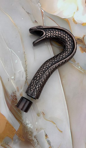 Solid brass snake head walking - brass,