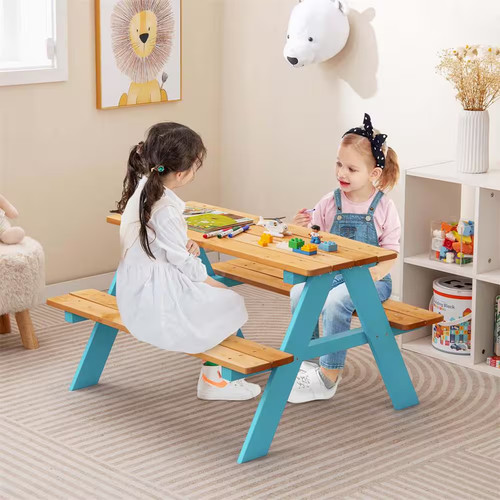 Blue kids picnic table - kids,