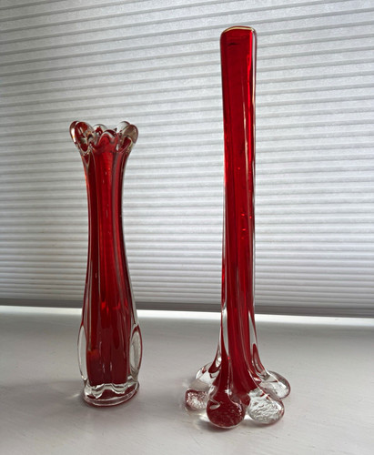 Pair red clear - pair, decorative
