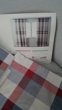 NEXT Blue Red White Greige Large Check Curtains Lined Curtains W168 x 229cm D