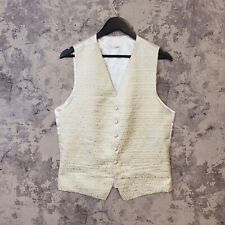BHS Waistcoat Mens 38 Ivory Paisley Textured Polyester Blend Formal Wedding C