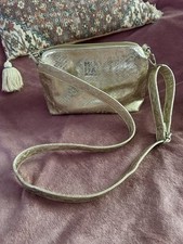 Moda In Pelle Metallic Gold Crock Patent Faux Leather Crossbody Bag Bnwot