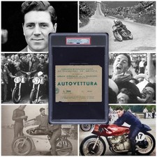 Geoff Duke 1st MotoGP Title W/ Gilera Ticket PSA 1 - 1953 Italian Grand Prix