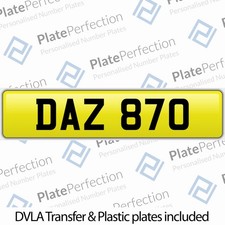 DAZ 870 DARREN DARYL CHERISHED PRIVATE NUMBER PLATE DVLA REGISTRATION