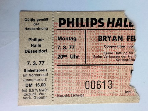 Bryan ferry concert ticket - bryan,