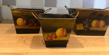 Set of 3 Decorative Tin Baskets which Range from Large to Small