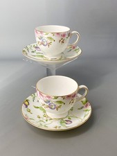 Wedgwood Sweet Plum Pair Of Leigh Tea Cups & Saucers - Unused Factory Seconds