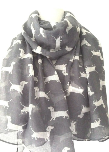 Dachshund scarf ladies grey - dachshund,