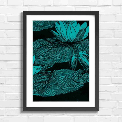 Vintage water lily botanical - vintage,