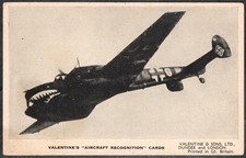 The Messerschmitt Me 110 German Fighter Valentine's "Aircraft Recognition" Card