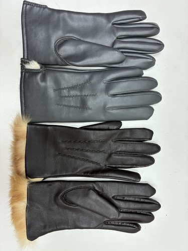 Leather gloves with fur lined - leather,
