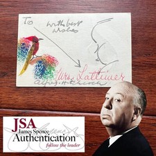 ALFRED HITCHCOCK * JSA Autograph Sketch SIGNED SELF-PORTRAIT Drawing CARICATURE