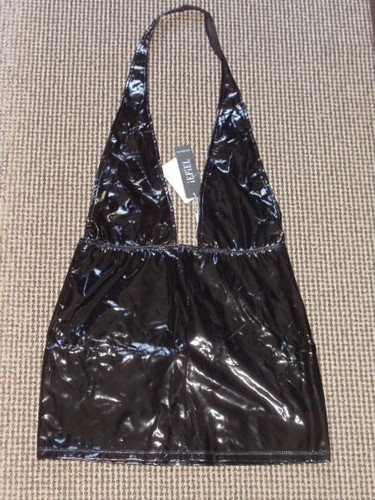 Women black pvc micro mini - black,