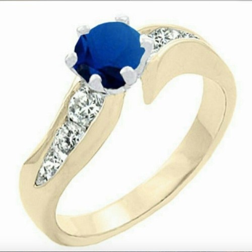 Gold plated cocktail - ring, blue