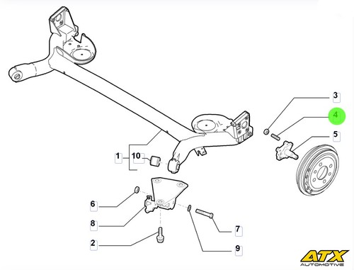 Rear stub axle mounting studs - axle,