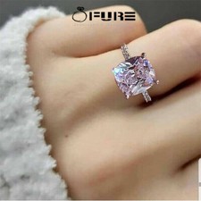 White Sapphire Ring 925 Sterling Silver Filled Wedding Engagement Ring For Women