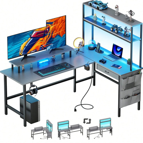 Shaped gaming desk - desk, with