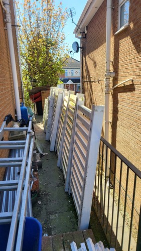 Upvc white caravan - caravan, decking