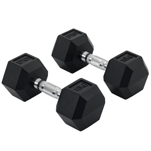 Homcom hexagonal dumbbells kit - hexagonal,